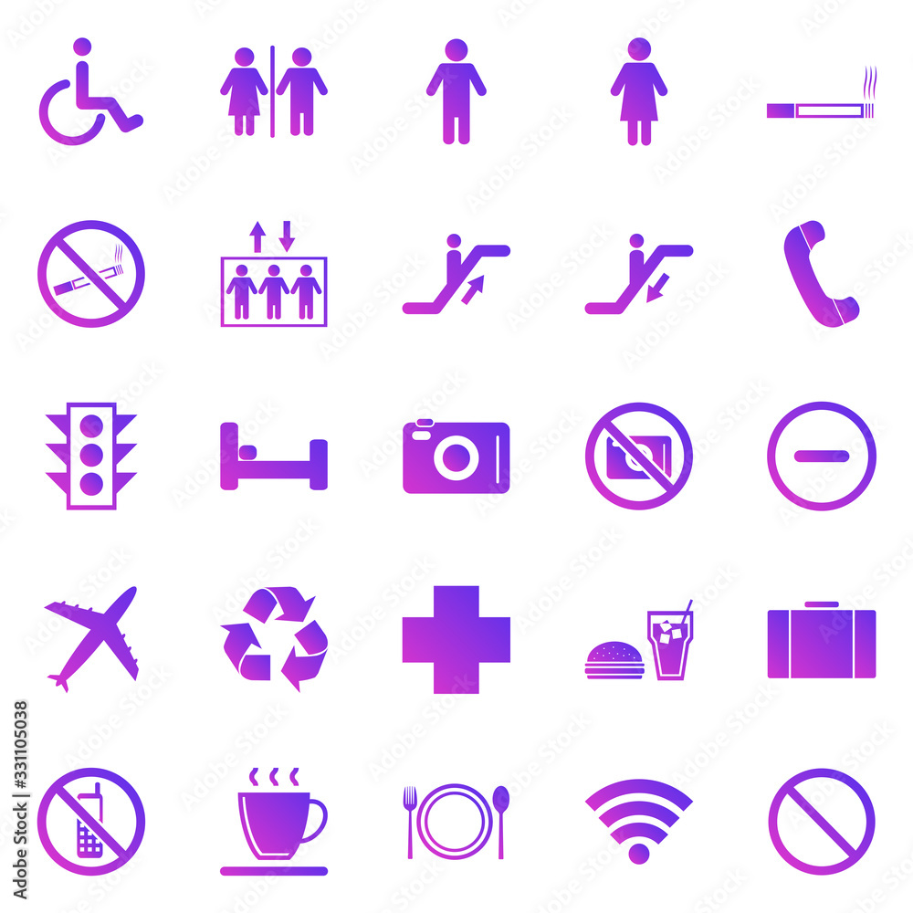 Public gradient icons on white background Public gradient icons on white background