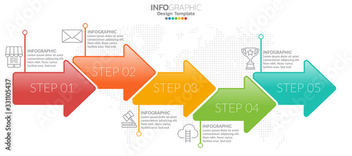 Infographic template design with 5 color options.