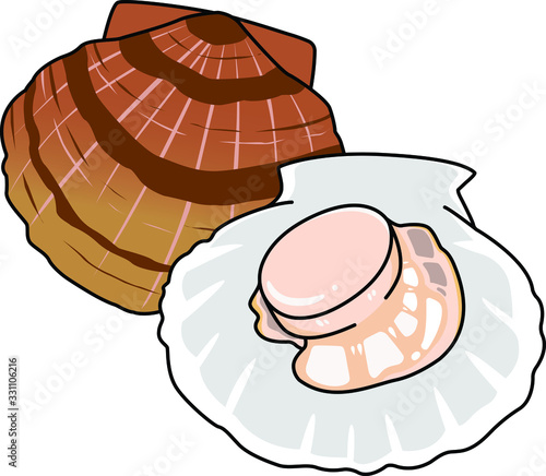 貝のイラストーホタテ