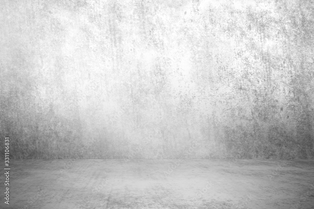 Fototapeta Empty room with white wall and concrete floor