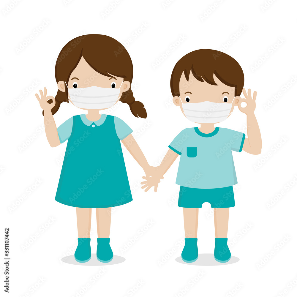 Kid wearing a face mask.Covid-19 or Coronavirus 2019-nCoV disease prevention concept Kid wearing a face mask.Covid-19 or Coronavirus 2019-nCoV disease prevention concept