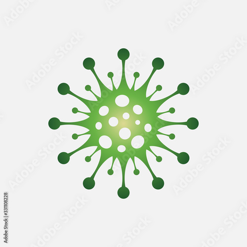vector illustration of Coronavirus 2019-nCoV. Corona virus icon. Green color on white background isolated. virus attack. influenza pandemic. virion of Corona-virus.