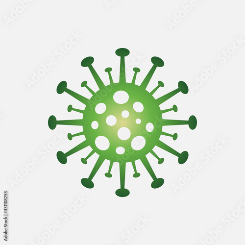 vector illustration of Coronavirus 2019-nCoV. Corona virus icon. Green color on white background isolated. virus attack. influenza pandemic. virion of Corona-virus.