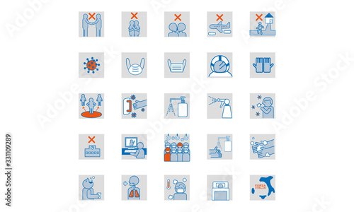 corona virus covid-19 icon set