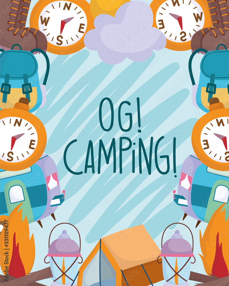 Fototapeta premium camping vacations travel activity adventure poster background