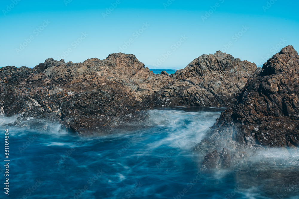 Long Exposure Of Sea Wave with rock