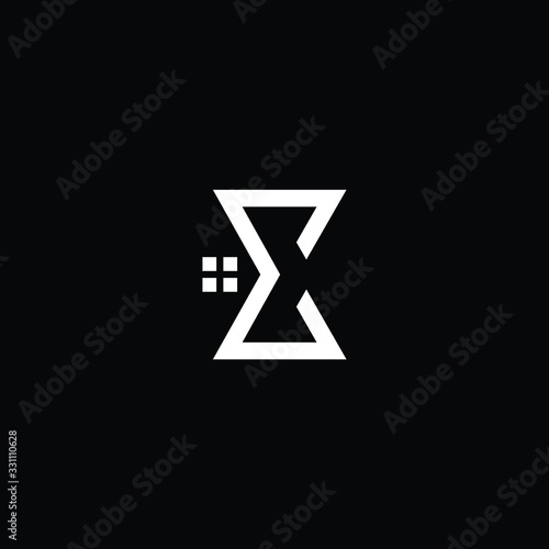 Logo design of E EX XE in vector for construction, home, real estate, building, property. Minimal awesome trendy professional logo design template on black background.
