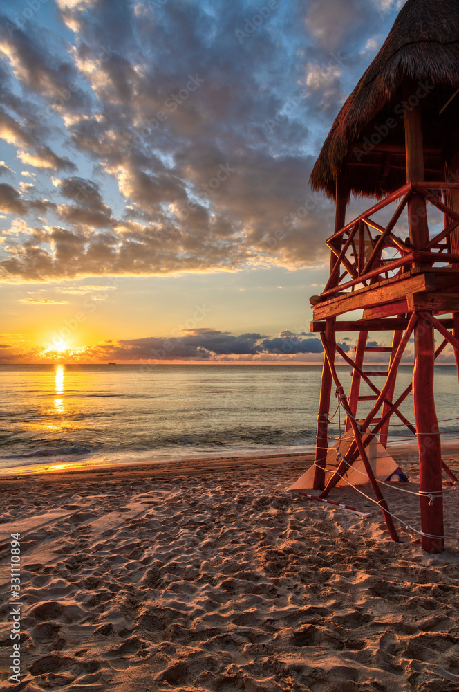 Sunrise Over Tropical Beaches in the Caribbean Shores of Mexico Sunrise Over Tropical Beaches in the Caribbean Shores of Mexico