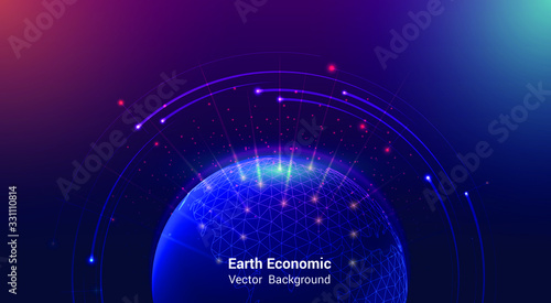 Earth economic On Stock market Graph - Global Economy Concept Economic growth graph chart. Vector illustration.