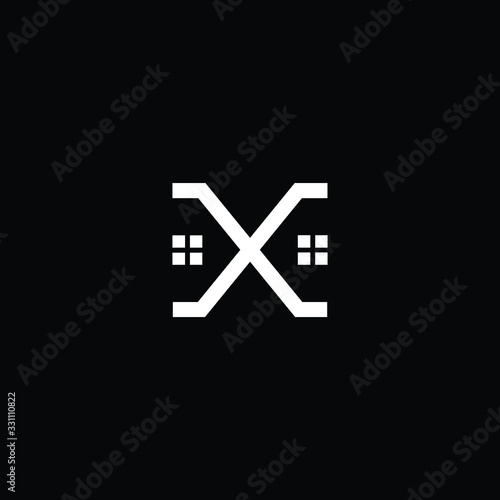 Logo design of X in vector for construction, home, real estate, building, property. Minimal awesome trendy professional logo design template on black background.
