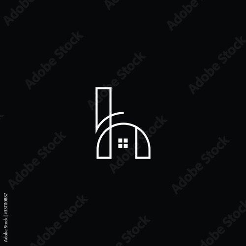 Logo design of H in vector for construction, home, real estate, building, property. Minimal awesome trendy professional logo design template on black background.