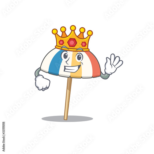 The Royal King of beach umbrella cartoon character design with crown