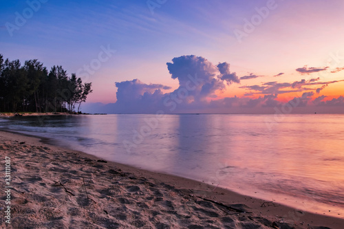 Stunning scenery sunrise surrounding Kuala Ibai Beach located in Terengganu, Malaysia photo