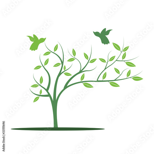 Green Tree with Roots and Leafs