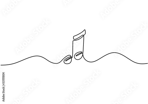 whole note vector illustration, single one continuous line art drawing style. Minimalism sign and symbol of music.