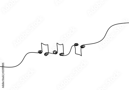 whole note vector illustration, single one continuous line art drawing style. Minimalism sign and symbol of music.