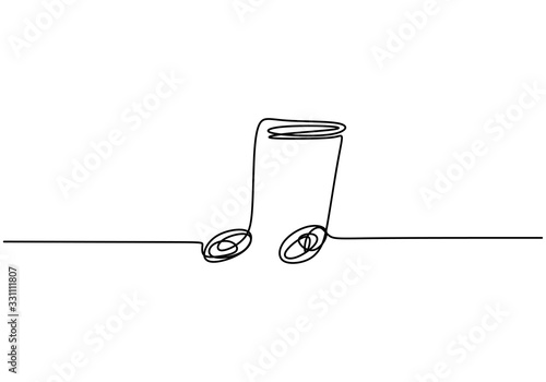 whole note vector illustration, single one continuous line art drawing style. Minimalism sign and symbol of music.