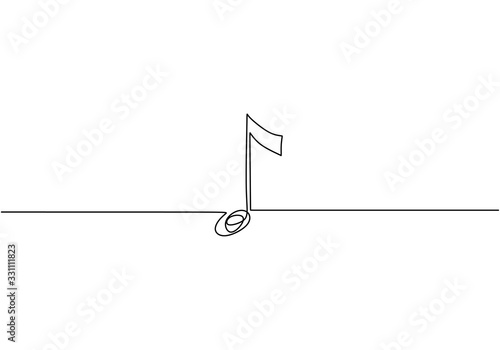 Continuous one line drawing. Music symbol vector illustration. Minimalism style isolated on white background.