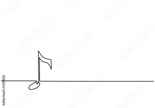 Continuous one line drawing. Music symbol vector illustration. Minimalism style isolated on white background.