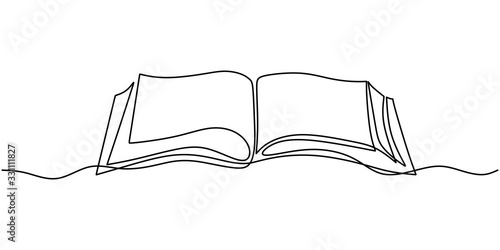 One line drawing, open book...