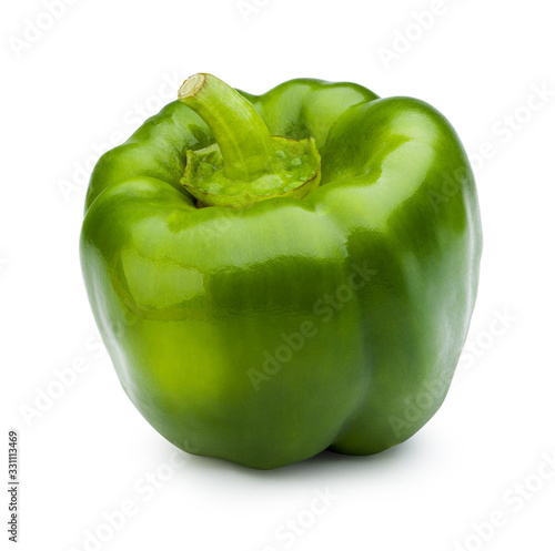 Green bell pepper isolated on white with clipping path.