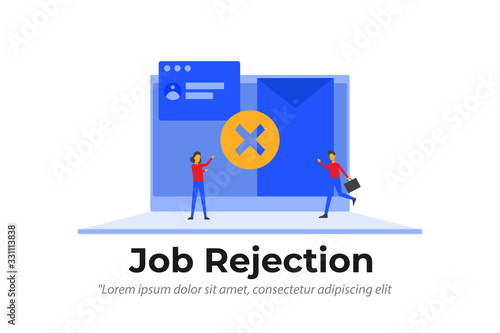 Human resources, job application, job interview rejection illustration concept for web landing page template, banner, and presentation