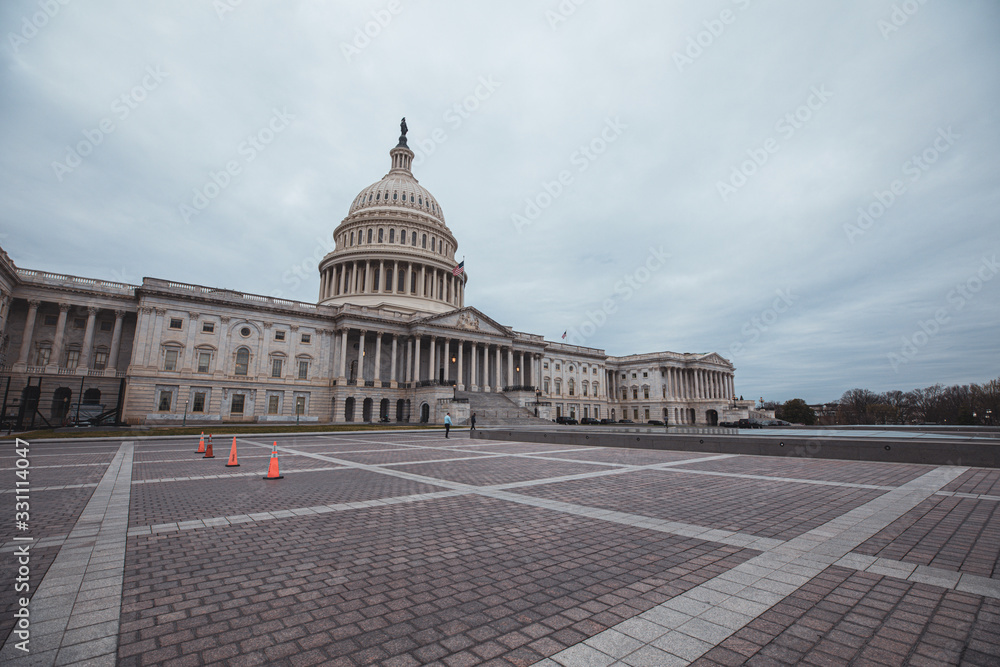 The U.S. Capitol grounds are empty during a pandemic