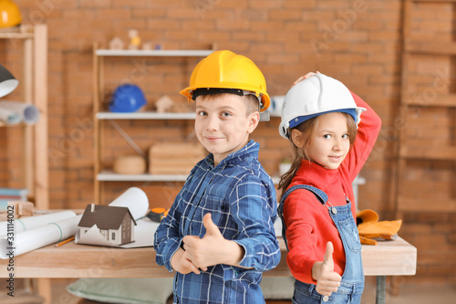 Cute little architects in o...