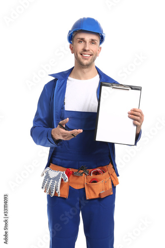 Handsome male worker with c...