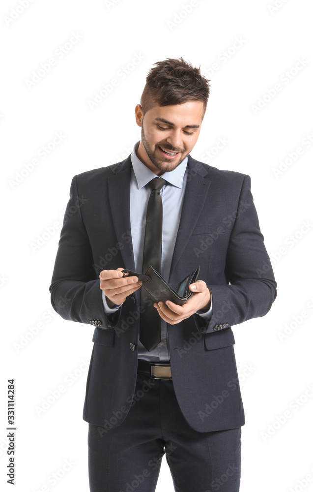 Businessman with purse on white background Businessman with purse on white background
