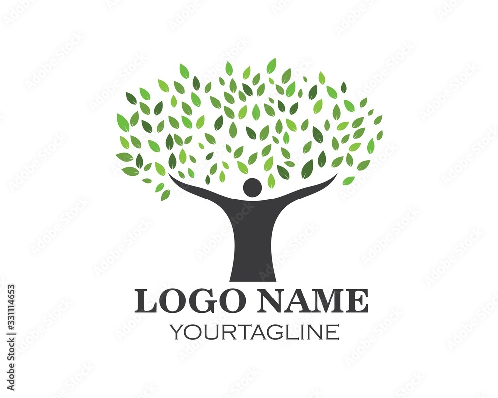Obraz premium people tree logo vector