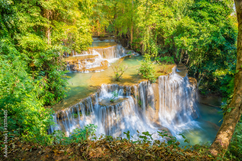 Landscape of Huai Mae Kamin waterfall Srinakarin Is a waterfall in the deep forest at Kanchanaburi  Thailand.