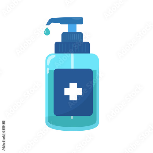Hand sanitizer vector illustration in flat style isolated on white background