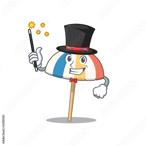 Charming beach umbrella cartoon design performance as a Magician style
