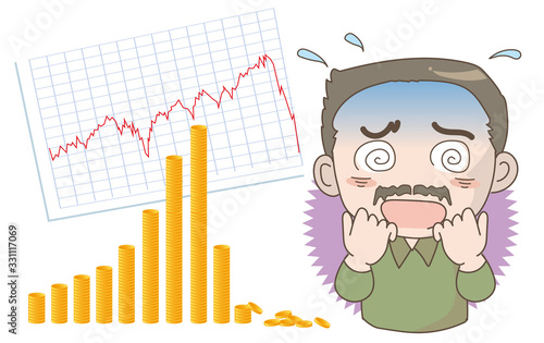 経済暴落イメージ・慌てる男性