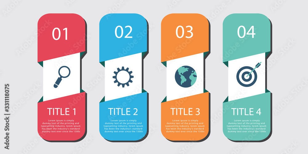 business minimal info graphic template, 4 options info graphic layout, vector design element with icons business minimal info graphic template, 4 options info graphic layout, vector design element with icons