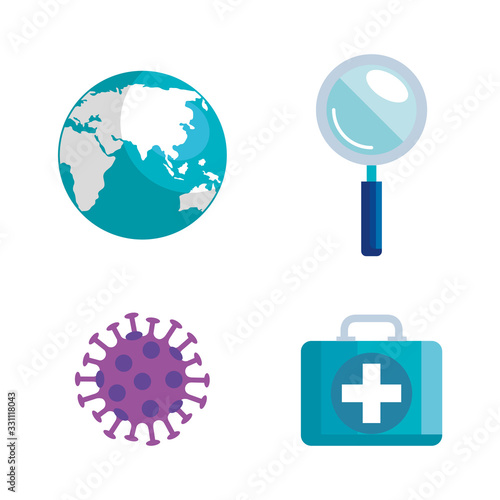 set icons of pandemic coronavirus 2019 vector illustration design