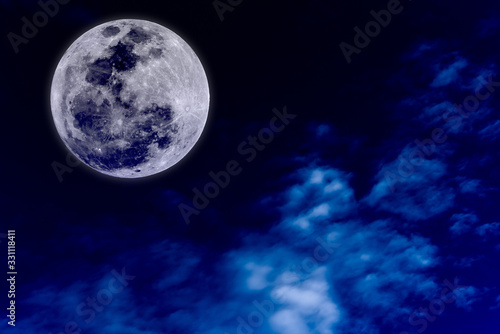 Full moon in blue sky tone.