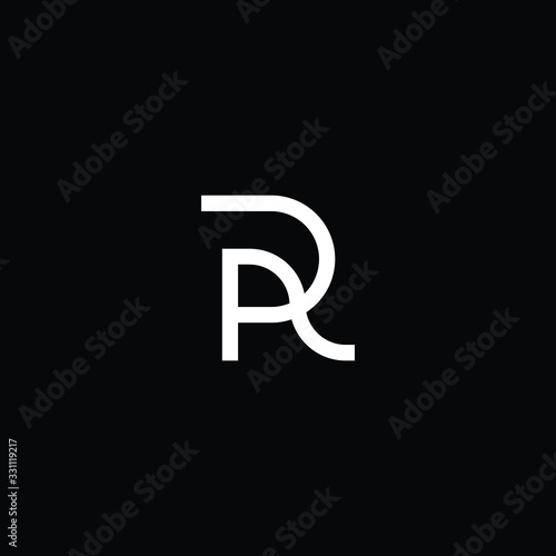 Minimal elegant monogram art logo. Outstanding professional trendy awesome artistic R RP PR AR RA initial based Alphabet icon logo. Premium Business logo White color on black background