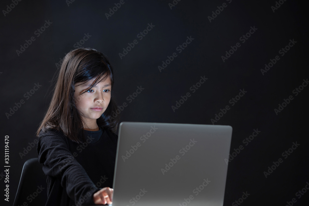girl studying with laptop at night girl studying with laptop at night