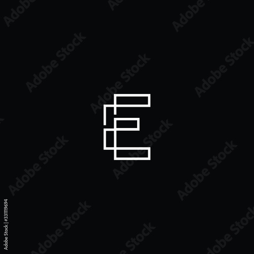 Minimal elegant monogram art logo. Outstanding professional trendy awesome artistic E EE EC CE initial based Alphabet icon logo. Premium Business logo White color on black background