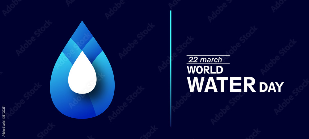 World Water Day - vector abstract waterdrop concept. Save the water - ecology concept background with paper cut water drop - obrazy, fototapety, plakaty 