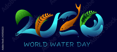 World Water Day - vector abstract waterdrop concept. Save the water - ecology concept background with paper cut water drop