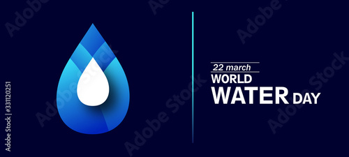 Fototapeta World Water Day - vector abstract waterdrop concept. Save the water - ecology concept background with paper cut water drop