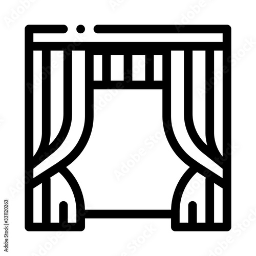 Theatrical Curtain Icon Vector. Outline Theatrical Curtain Sign. Isolated Contour Symbol Illustration