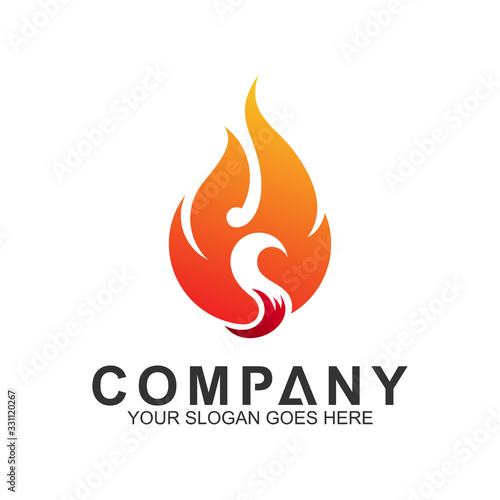 letter S logo with fire shape, initial letter, business name, corporate identity