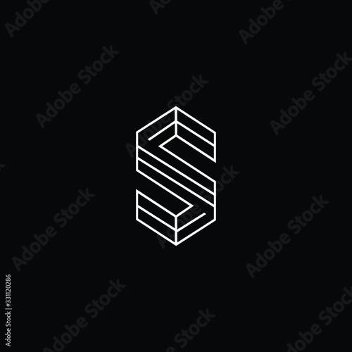 Minimal elegant monogram art logo. Outstanding professional trendy awesome artistic S SS SSS initial based Alphabet icon logo. Premium Business logo White color on black background