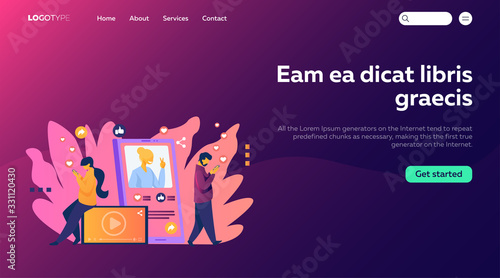 Social media popularity. Users giving likes to picture, post, profile flat vector illustration. Network, internet, blogging concept for banner, website design or landing web page