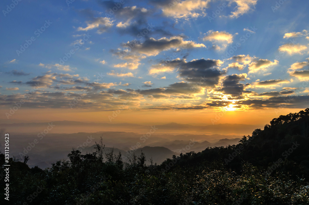 View the sunrise light Khun Sathan National Park  in Nan , Thailand
