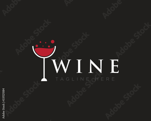 Wine and Bar Logo Design Vector